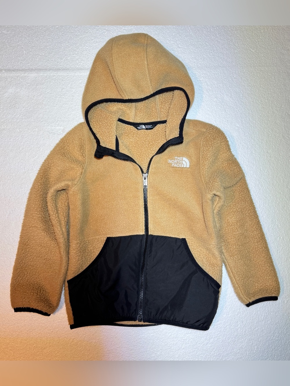 The North Face Kids Camel and Black Sherpa Hooded Fleece Jacket 6